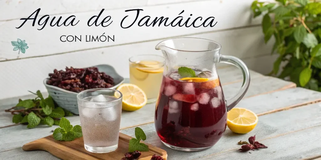Agua de Jamaica con Limón